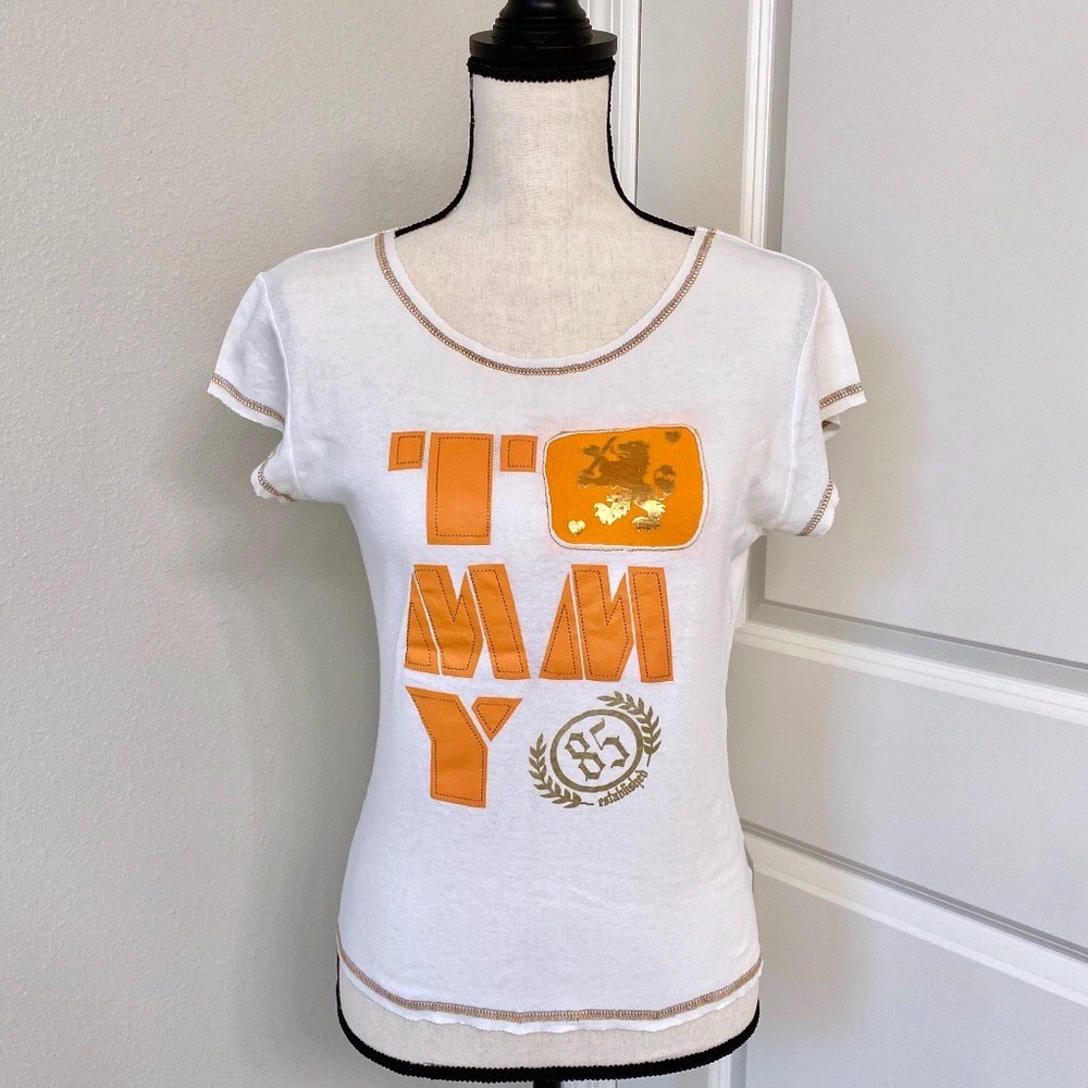TOMMY HILFIGER JEANS White and Orange Top